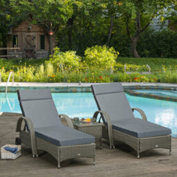 Outsunny Set Of 2 Lounger Cushions Only Deep Seat Patio Cushions Dark Grey - thumbnail 1