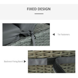 Outsunny Set Of 2 Lounger Cushions Only Deep Seat Patio Cushions Dark Grey - thumbnail 5