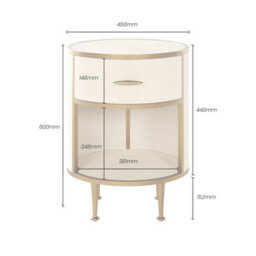 Wyld Haus Treviso Ivory Faux Shagreen Round Bedside Table With Drawer - thumbnail 6