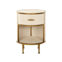 Wyld Haus Treviso Ivory Faux Shagreen Round Bedside Table With Drawer - thumbnail 3