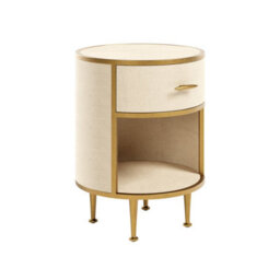 Wyld Haus Treviso Ivory Faux Shagreen Round Bedside Table With Drawer - thumbnail 5