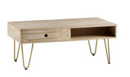 Buttercup Farm Light Gold Rectangular Coffee Table With Drawer - Solid Mango Wood - L60 X W110 X H45 Cm - thumbnail 2