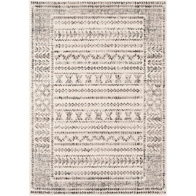 Livabliss Pisa-Geometric Grey Off-White Black Living Dining Bedroom Rug 140 X 200 Cm Easy Care, Non Shedding - image 1