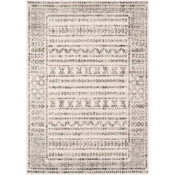 Livabliss Pisa-Geometric Grey Off-White Black Living Dining Bedroom Rug 140 X 200 Cm Easy Care, Non Shedding - thumbnail 1