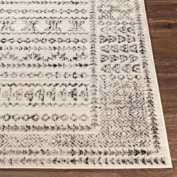 Livabliss Pisa-Geometric Grey Off-White Black Living Dining Bedroom Rug 140 X 200 Cm Easy Care, Non Shedding - thumbnail 5