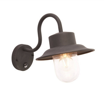 Luminosa Lighting Luminosa Chesham Outdoor Pir Wall Textured Black Paint, Glass Ip44, E27 - image 1