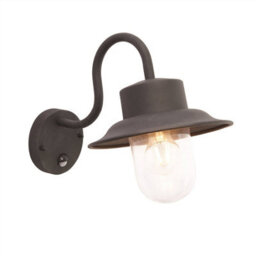 Luminosa Lighting Luminosa Chesham Outdoor Pir Wall Textured Black Paint, Glass Ip44, E27 - thumbnail 1