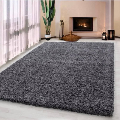 Uetian Grey Shaggy Rug Luxury Soft Fluffy Area Carpet For Bedroom & Lounge (120X170 Cm) - image 1