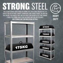 2 X 5 Tier Shelving Unit - For Storage Heavy Duty Racking Shelf Shelves Shed Metal Home Garage Work - thumbnail 3