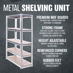 2 X 5 Tier Shelving Unit - For Storage Heavy Duty Racking Shelf Shelves Shed Metal Home Garage Work - thumbnail 6
