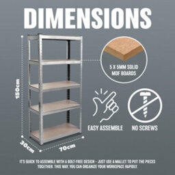 2 X 5 Tier Shelving Unit - For Storage Heavy Duty Racking Shelf Shelves Shed Metal Home Garage Work - thumbnail 7