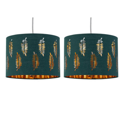 First Choice Lighting Set Of 2 Fern Dark Green Cut Out 30Cm Pendant Lightshades - image 1