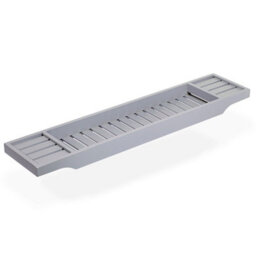 EHC Woodluv Slimline Bamboo Bathtub Caddy Tray Bridge Wooden Bath Rack Bathroom Accessory Bath Shelf Over Tub 70 X 14.5 X 7.5Cm - Grey - thumbnail 2