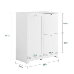 Sobuy Bzr213-W, Slim Bathroom Cabinet With 3 Laundry Baskets & 1 Large Integrated Hamper & 2 Removable Fabric Bins,white - thumbnail 3