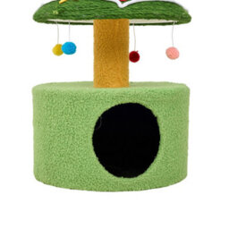 Darphe Christmas Tree Cat Tree With Sisal Scratching Posts And Plush Condo With Hanging Pom-Poms, 105Cmh - thumbnail 5