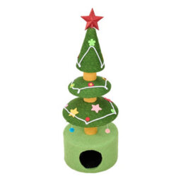 Darphe Christmas Tree Cat Tree With Sisal Scratching Posts And Plush Condo With Hanging Pom-Poms, 105Cmh - thumbnail 2