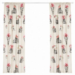 "Smart Living Sketch Line Curtains Pair With Tie Backs - Animal Floral Print- Multi - 66""x72""" - thumbnail 4
