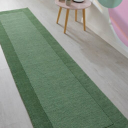 Handmade Luxurious Easy To Clean Modern Wool Bordered Green Plain Wool Living Room & Bedroom Rug-120Cm X 170Cm - thumbnail 7