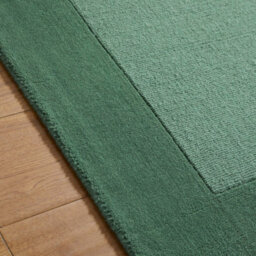 Handmade Luxurious Easy To Clean Modern Wool Bordered Green Plain Wool Living Room & Bedroom Rug-120Cm X 170Cm - thumbnail 2