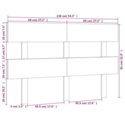 Berkfield Bed Headboard Grey 138X3X81 Cm Solid Wood Pine - thumbnail 6