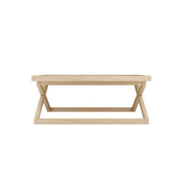 Wyld Haus Enniscorthy Large Blonde Oak-Veneer Coffee Table With X Frame - thumbnail 5