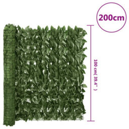 Berkfield Balcony Screen With Dark Green Leaves 200X100 Cm - thumbnail 6