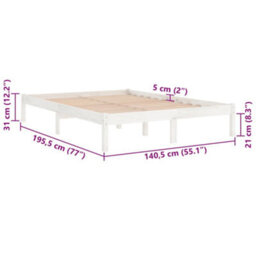 Vidaxl Bed Frame Without Mattress White Solid Wood Double - thumbnail 8