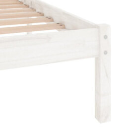 Vidaxl Bed Frame Without Mattress White Solid Wood Double - thumbnail 6