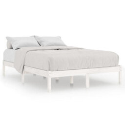 Vidaxl Bed Frame Without Mattress White Solid Wood Double - thumbnail 2