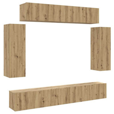 Berkfield Classic 6 Piece Tv Cabinet Set Wall-Mounted Artisan Oak Engineered Wood