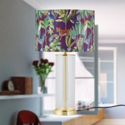 First Choice Lighting Set Of 2 Aura - Satin Brass Lamps With Safari Velvet Shades - thumbnail 9