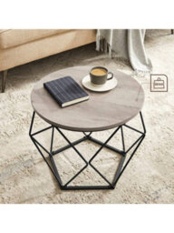 LEDREM Round Coffee Table, Set Of 2, Side Table, Sofa End, Industrial Style, Removable Tray, Steel Frame, For Living Rooms - thumbnail 4