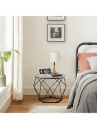 LEDREM Round Coffee Table, Set Of 2, Side Table, Sofa End, Industrial Style, Removable Tray, Steel Frame, For Living Rooms - thumbnail 2