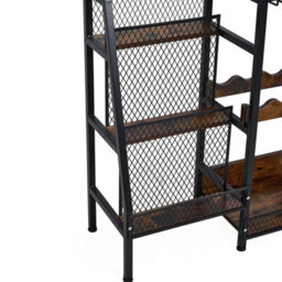Rustic Wine Cabinet With Storage Shelves  Bottle Rack Holder - thumbnail 4