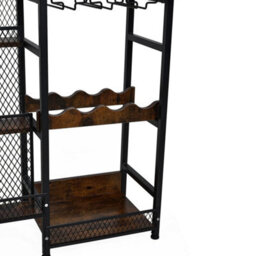 Rustic Wine Cabinet With Storage Shelves  Bottle Rack Holder - thumbnail 5