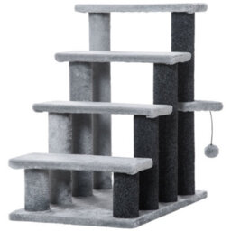 Pawhut Pet Stairs With 4-Step Stair, Scratching Posts, Platforms, Toy Ball - thumbnail 2