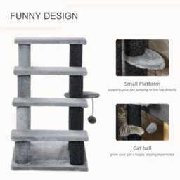 Pawhut Pet Stairs With 4-Step Stair, Scratching Posts, Platforms, Toy Ball - thumbnail 5