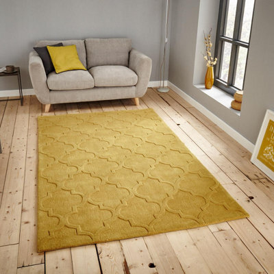 Hong Kong 8583 Yellow Geometric 15mm Thick Modern Handmade Rug For Bedroom, Living Room By Think Rugs-150Cm X 230Cm - image 1
