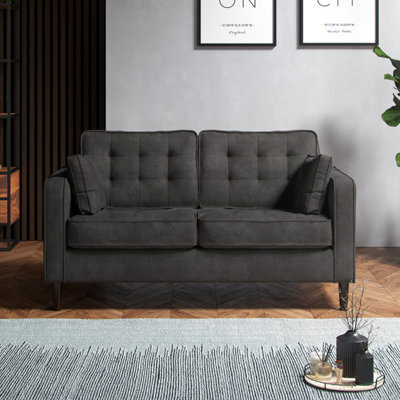 Furnishings For Less UK Eden Graphite Chenille Fabric Boxed Arm 2 Seater Sofa - image 1