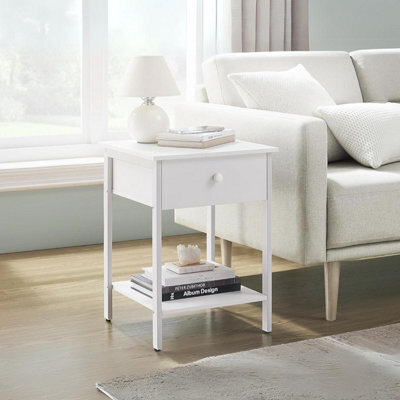 Ledrem Bedside Table, Side Table With Drawer And Shelf, Nightstand, End Table, 40 X 40 X 55 Cm, For Bedroom, Living Room - image 1