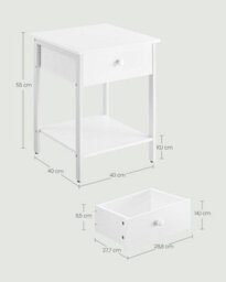 Ledrem Bedside Table, Side Table With Drawer And Shelf, Nightstand, End Table, 40 X 40 X 55 Cm, For Bedroom, Living Room - thumbnail 2