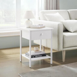 Ledrem Bedside Table, Side Table With Drawer And Shelf, Nightstand, End Table, 40 X 40 X 55 Cm, For Bedroom, Living Room - thumbnail 1