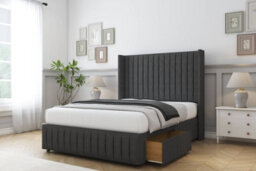 "Sloomy Marlborough Graphite Dumfries Divan Bed Base No Drawers-54"" Wingback Headboard & 12"" Footboard 4' Small Double" - thumbnail 4