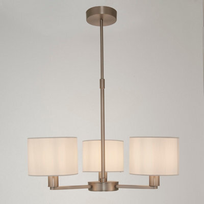 Anson Lighting Donovan Nickel Plate And Vintage White Faux Silk Shade 3 Light Ceiling Pendant - image 1