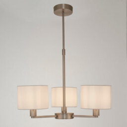 Anson Lighting Donovan Nickel Plate And Vintage White Faux Silk Shade 3 Light Ceiling Pendant - thumbnail 1