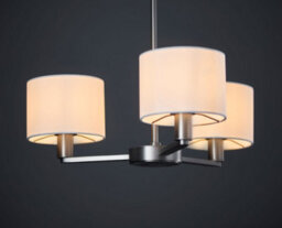 Anson Lighting Donovan Nickel Plate And Vintage White Faux Silk Shade 3 Light Ceiling Pendant - thumbnail 2