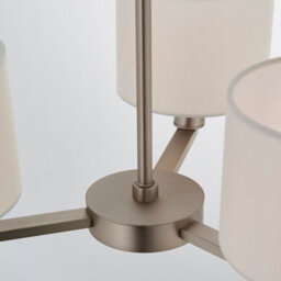 Anson Lighting Donovan Nickel Plate And Vintage White Faux Silk Shade 3 Light Ceiling Pendant - thumbnail 6