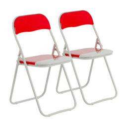 Harbour Housewares Coloured Padded Folding Chairs - Red - Pack Of 2 - thumbnail 1