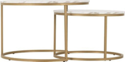 Seconique Dallas Round Coffee Table Set In Marble Effect And Gold Tone Metal Finish - thumbnail 7