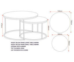 Seconique Dallas Round Coffee Table Set In Marble Effect And Gold Tone Metal Finish - thumbnail 9